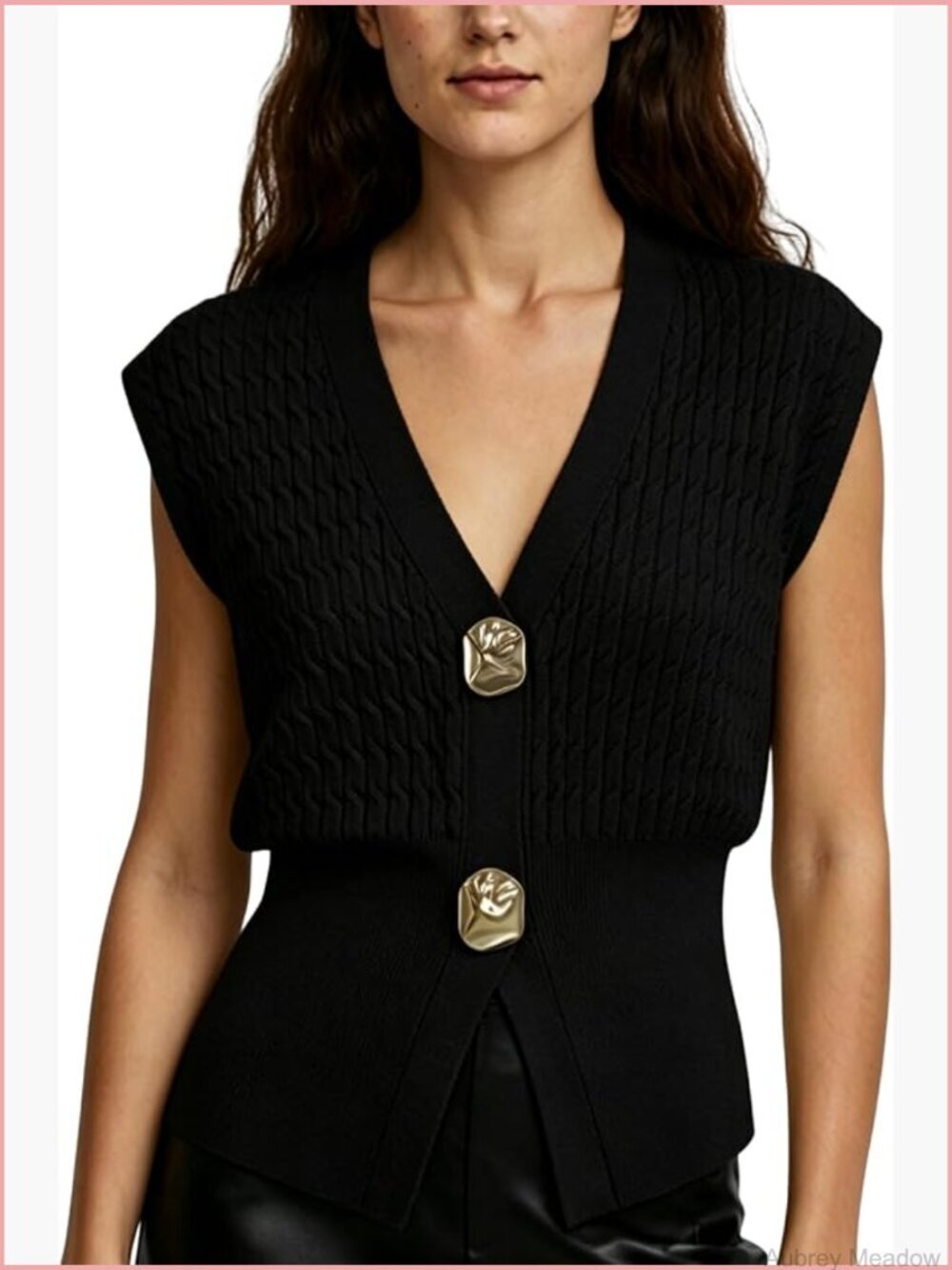 Women's Cable Knit Sleeveless V-Neck Sweater Vest